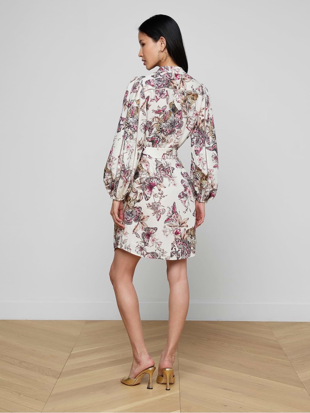 L’AGENCE Kiersten Butterfly Jungle Linen Blend Shirt Dress NWT Size S - Picture 3 of 9